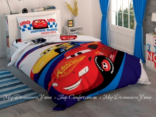 Хлопковое детское постельное белье с простыней на резинке TAC Cars Race