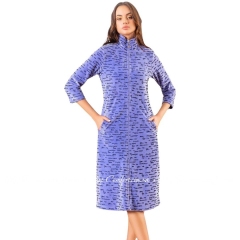 Женский велюровый халат на молнии Cocoon O22-1415 vista blue
