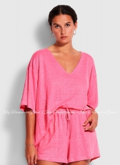 Летний комплект футболка с шортами Seafolly 54662-54649 pink