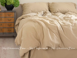 Однотонное постельное белье из вареного хлопка Limasso Oxford tan standart евро