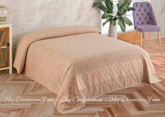 Хлопковая махровая простынь Uniko Crown Home Damask beige 220х240