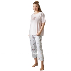 Женская хлопковая трикотажная пижама капри с футболкой Hays 36143