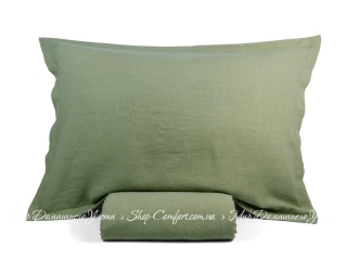 Итальянское льняное постельное белье Fazzini 119 евро светло-зеленое