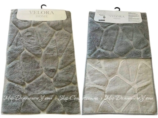 Набор серых хлопковых ковриков Velora Home Line Stone Grey 60х100+50х60