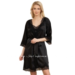 Короткий черный шелковый халат Mia-Amore Ариана 3943