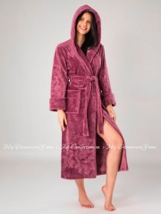 Теплый длинный женский халат с капюшоном Nusa Ns 8655 murdum