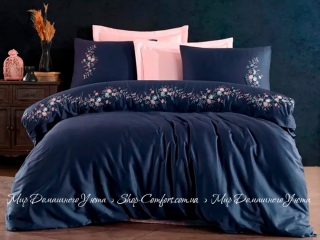 Сатиновое постельное белье с вышивкой Dantela Vita Piraye евро