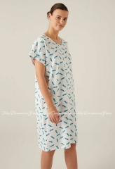 Женская трикотажная ночная сорочка с коротким рукавом Hays 753018 голубая