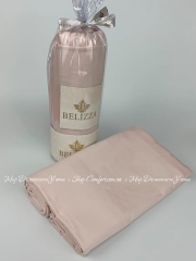 Однотонная сатиновая простынь Belizza 240х260 бледно-розовая
