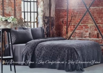 Постельное белье с махровой простыней Tivolyo Home Baroc antrasit евро