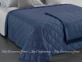 Двухстороннее однотонное хлопковое покрывало Trussardi Seam line Notte 270х260
