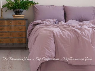 Однотонное постельное белье из вареного хлопка Limasso Natural Violet standart евро