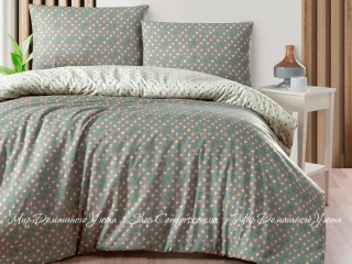 Хлопковое постельное белье First Сhoice Homesko Eldon green ранфорс евро