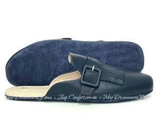 Мужские кожаные комнатные тапочки Pellagio 4646 синий флотар