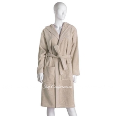 Женский бежевый махровый халат с капюшоном Blumarine Benessere Beige