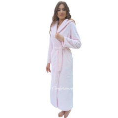Розовый женский длинный теплый халат Shato 2338