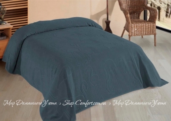 Хлопковая махровая простынь Uniko Crown Home dark grey 220х240