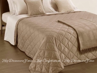 Двухстороннее однотонное хлопковое покрывало Trussardi Seam line Dove Grey 270х260