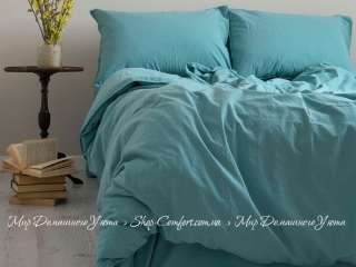 Однотонное постельное белье из вареного хлопка Limasso Standart евро mineral blue