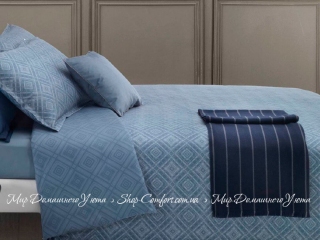 Сатиновое постельное белье Trussardi Diagonal Blu U20 евро-макси