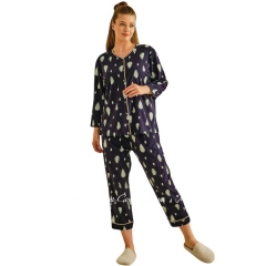 Женская хлопковая трикотажная пижама капри с блузой Hays 27404