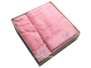 Набор розовых махровых полотенец Blumarine Benessere Erica 40х60-60х110  2пр.