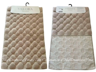 Набор бежевых хлопковых ковриков Velora Home Bombom Beige 60х100+50х60