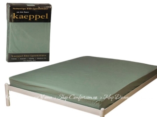 Фланелевая простынь на резинке Kaeppel 90-100/200 оливковая