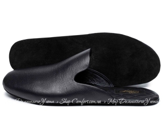 Мужские кожаные тапочки Pellagio 4641 Total black