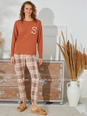 Трикотажная женская пижама свитшот с штанами Sevim 14915