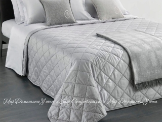 Двухстороннее однотонное хлопковое покрывало Trussardi Seam line Grey 270х260