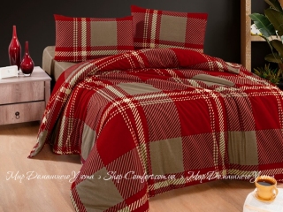 Фланелевое постельное белье First Choice Veldor bordeaux евро