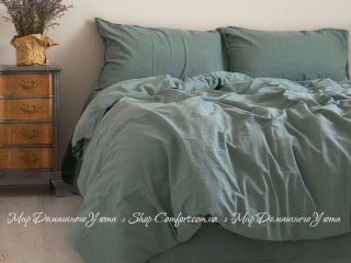 Однотонное постельное белье из вареного хлопка Limasso Natural green standart евро
