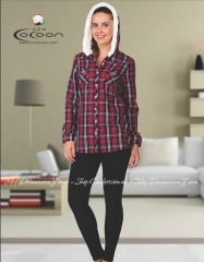 Женский костюм фланелевая рубашка с леггинсами Cocoon V96-1047