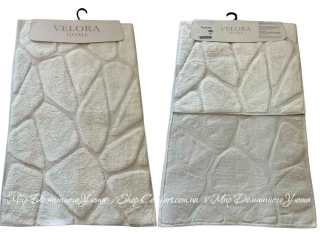 Набор кремовых хлопковых ковриков Velora Home Stone Krem 60х100+50х60