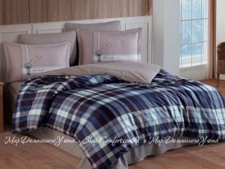 Сатиновое постельное белье Hobby Premium Sateen Aura синяя евро (8698499169760)