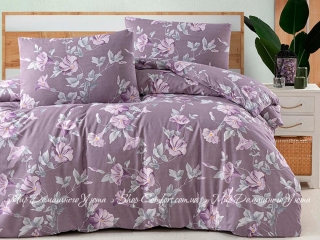 Постельное белье с простыней на резинке First Сhoice Homesko Santino purple евро