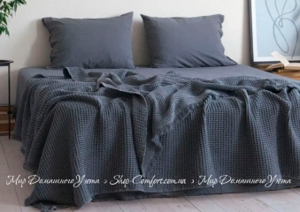 Хлопковая простынь-покрывало La Modno Pike Stonewashed Anthracite 220х240