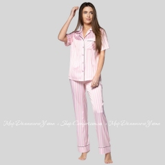 Женская атласная пижама штаны с рубашкой Shato 2213 pink