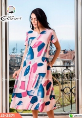 Длинное летнее платье с коротким рукавом из вискозы Cocoon J2-2571 пудра