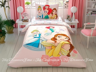 Хлопковое детское постельное белье с простыней на резинке TAC Princess Girl Power 