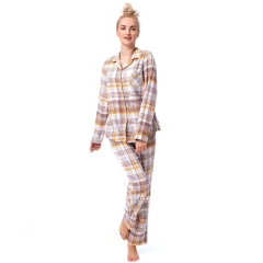 Теплая женская фланелевая пижама на пуговицах Key LNS 448 B23