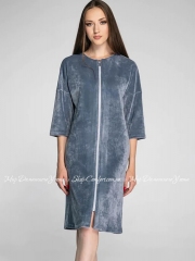 Женский велюровый халат на молнии Wiktoria 1200 серый