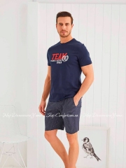 Мужской хлопковый комплект футболка с шортами Sevim 9286