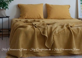Хлопковая простынь-покрывало La Modno Pike Stonewashed Golden Yellow 220х240