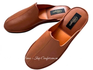 Кожаные женские комнатные тапочки Pellagio 421 бежевые