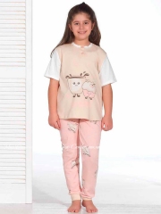 Хлопковая пижама для девочки футболка и штаны Sevim 8196