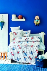 Детский набор в кроватку для младенцев 10 предметов Karaca Home Airship Mavi голубой