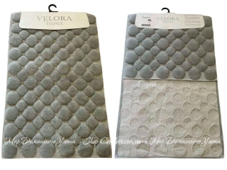 Набор серых хлопковых ковриков Velora Home Bombom Grey 60х100+50х60