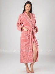 Теплый длинный женский халат Nusa Ns 8650 пудровый